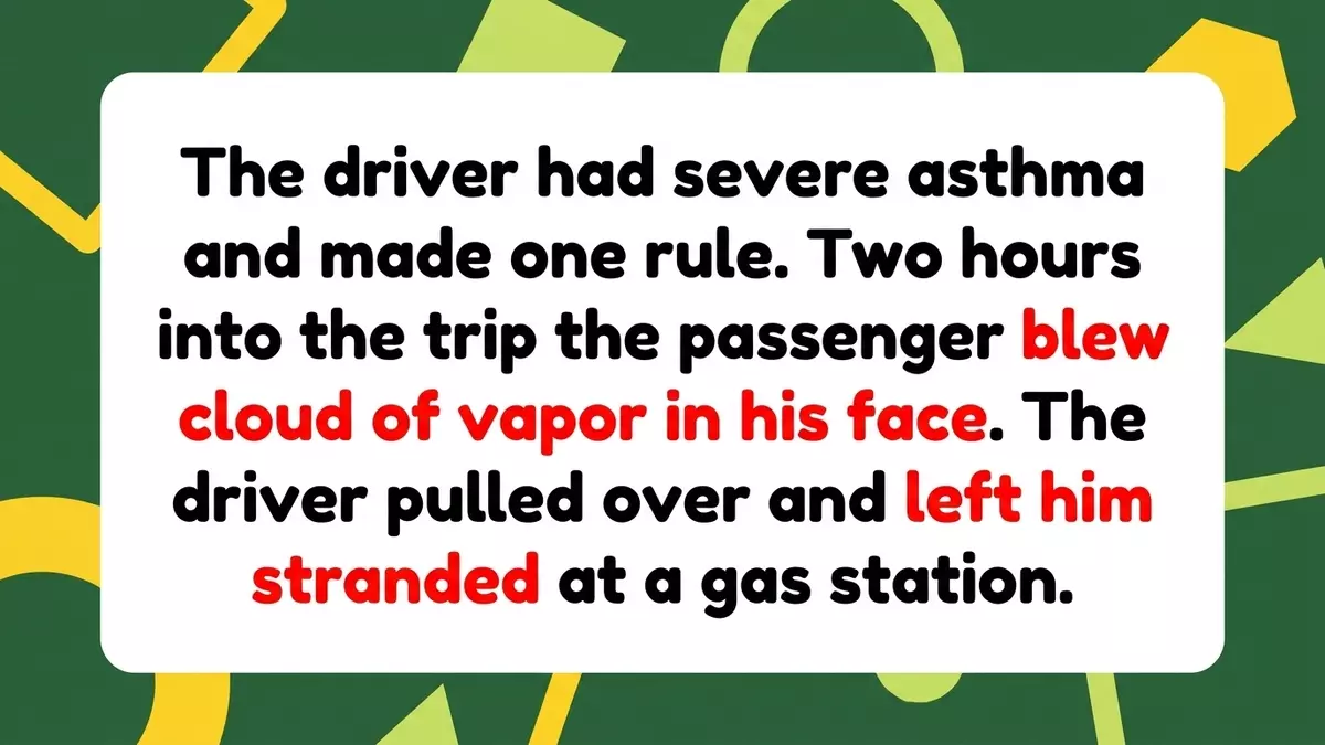 Highway Standoff: Asthmatic Driver Leaves Passenger Stranded Over Defiant Vaping